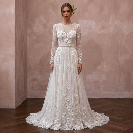 Romantic Lace Wedding Gown for an April Wedding