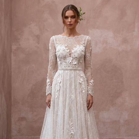 Romantic Lace Wedding Gown for an April Wedding
