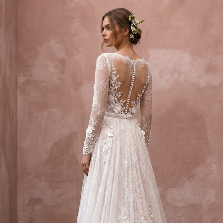 Romantic Lace Wedding Gown for an April Wedding