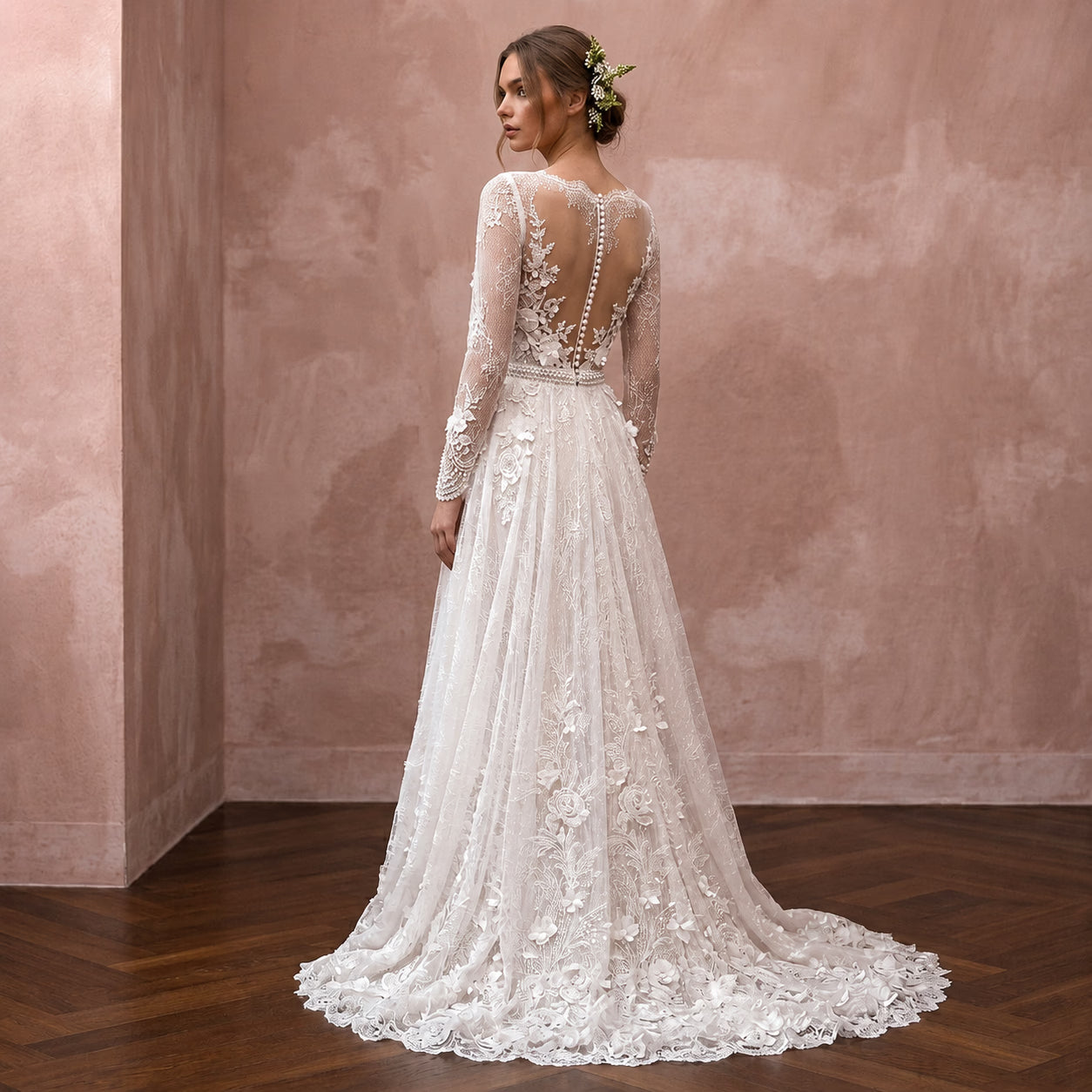Romantic Lace Wedding Gown for an April Wedding