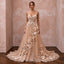 Romantic Nude English Net Bridal Gown with 3D Flowers for Vow Renewal