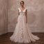 Romantic Nude English Net Dress with 3D Flowers for Vow Renewal - Apparel & Accessories > Clothing > Wedding & Bridal Party Dresses > Wedding Dresses - Mignonette Bridal