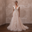 Romantic Nude English Net Dress with 3D Flowers for Vow Renewal