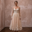 Romantic Nude Tulle Tea-Length Dress for Engagement Shoot
