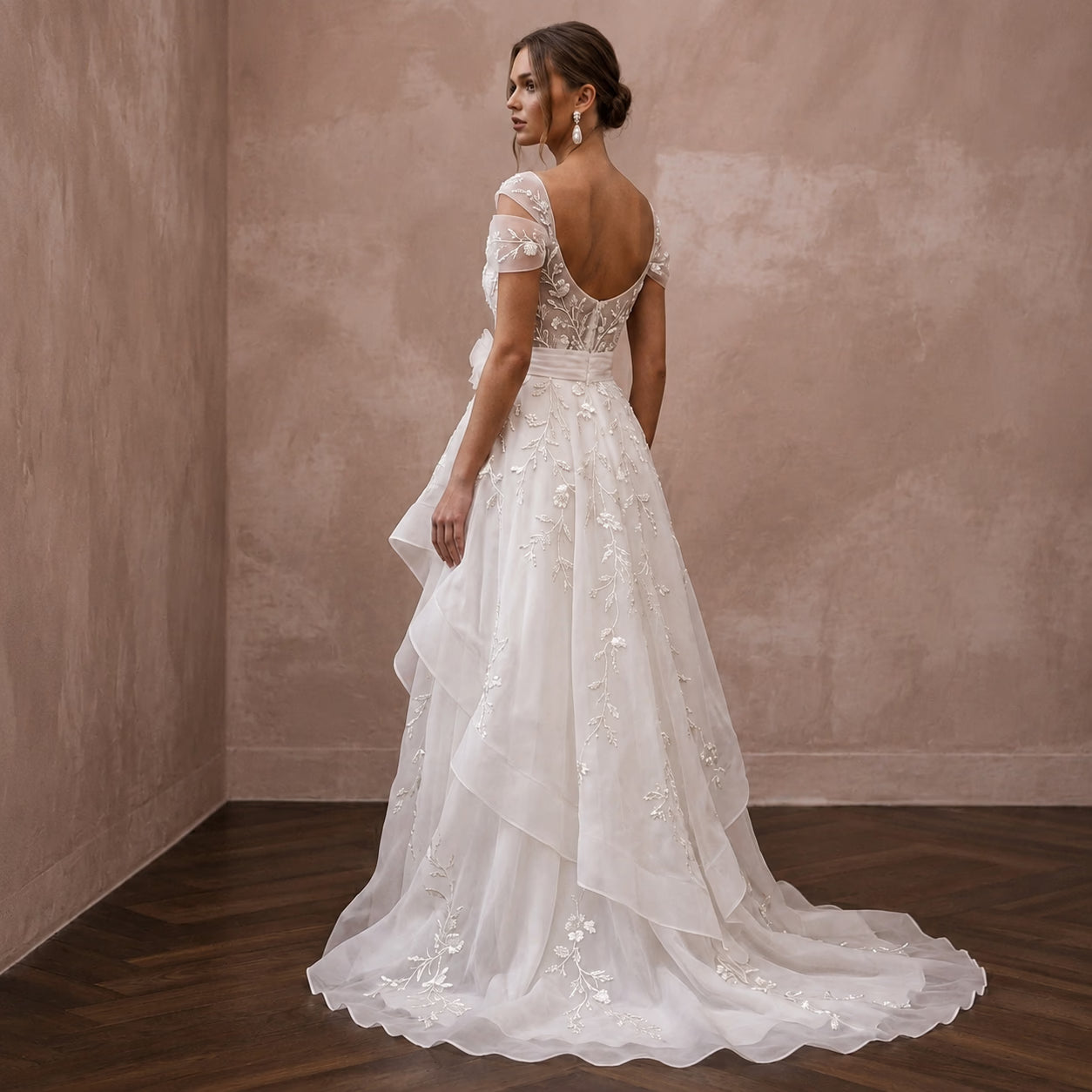 Romantic Organza Bridal Dress for a Spring Ceremony