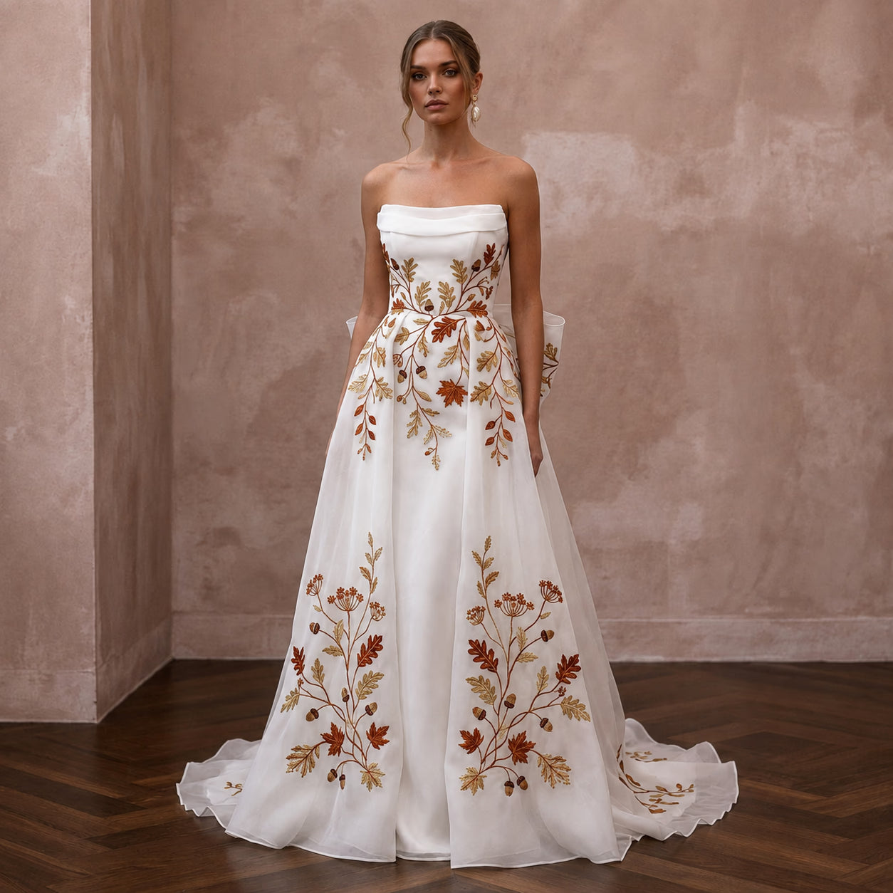 Romantic Organza Bridal Dress for an Autumn Reception Main image