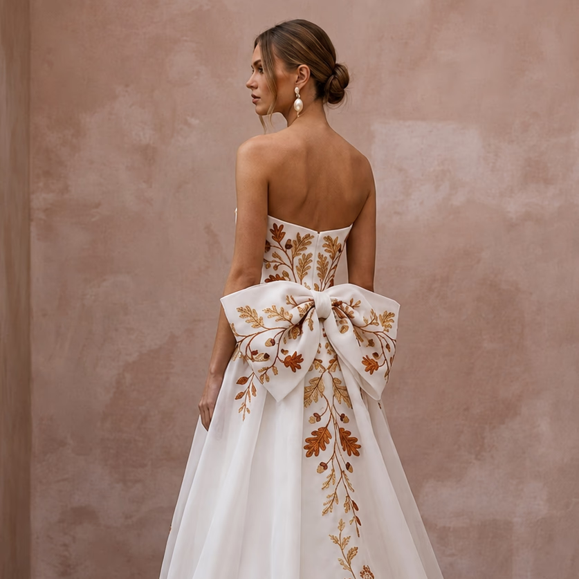 Romantic Organza Bridal Dress for an Autumn Reception