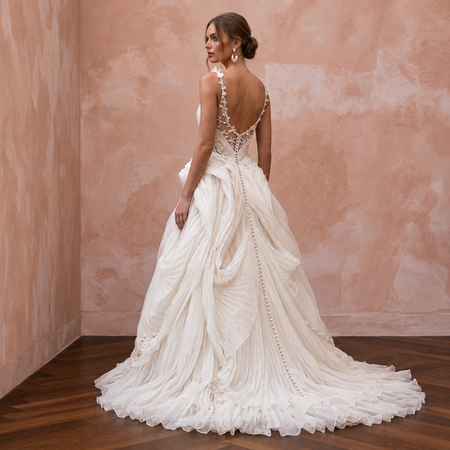 Romantic Organza Bridal Dress with Soft Pleats