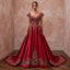 Romantic Red Duchesse Satin Wedding Dress for Surprise Christmas Wedding