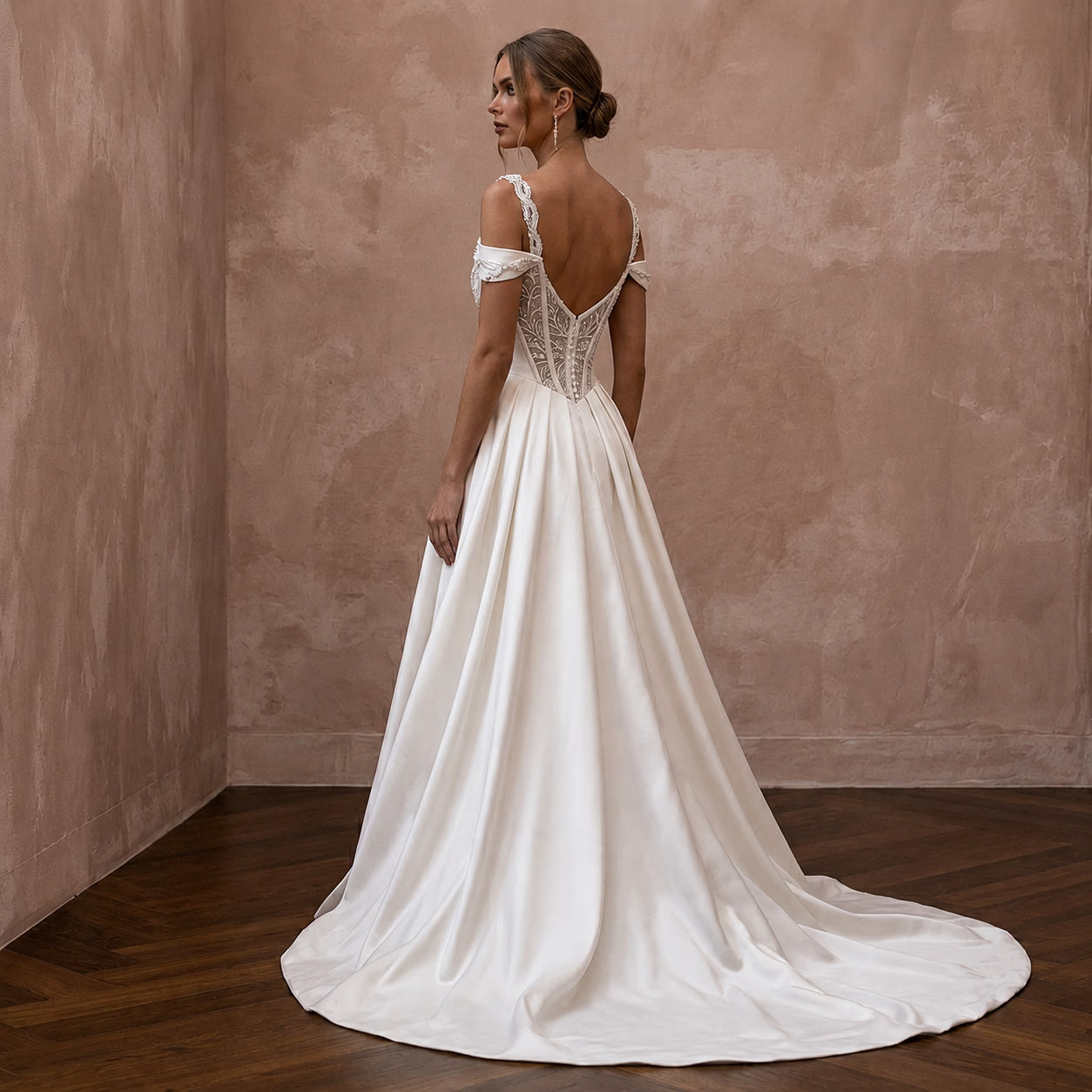 Romantic Satin A-Line Wedding Dress with Corset Bodice Secondary image