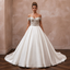 Romantic Satin Ball Gown Wedding Dress with Beaded Bodice
