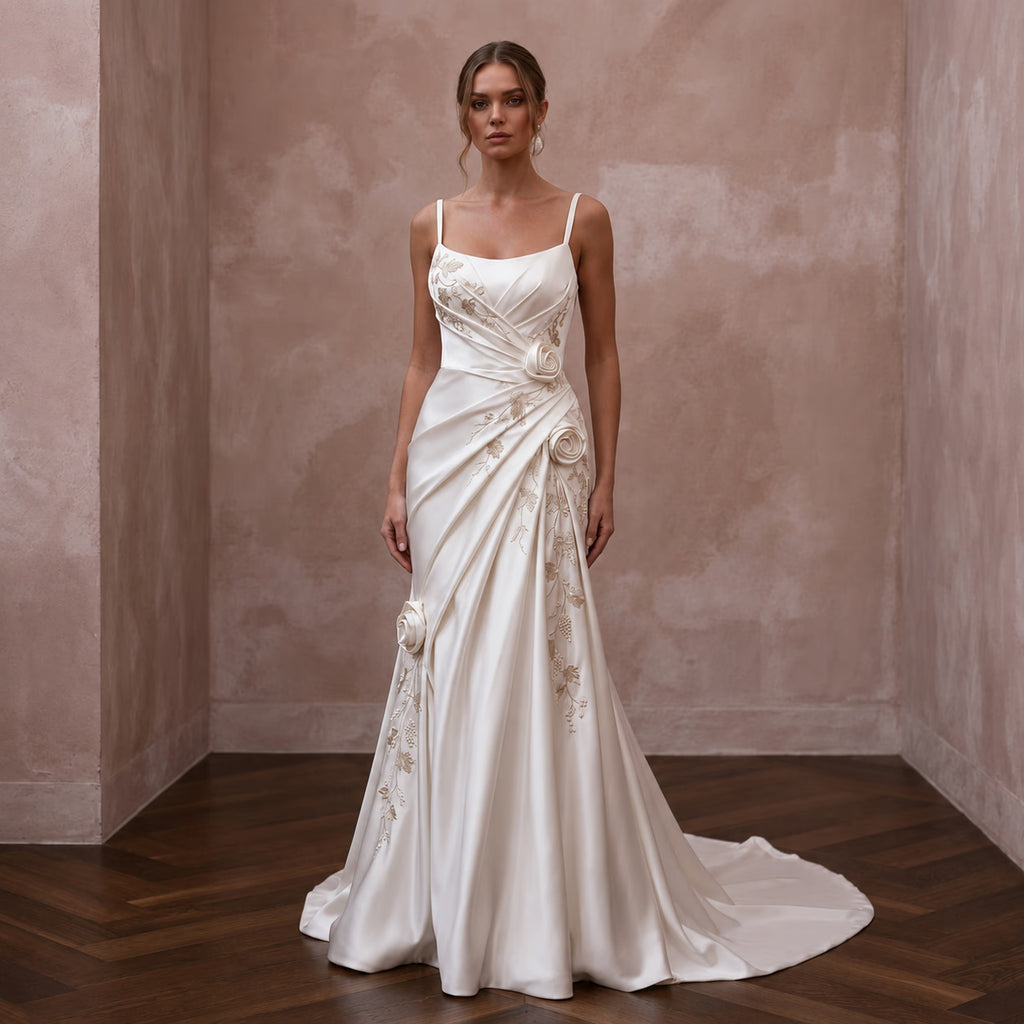 Romantic Satin Wedding Dress for a Vineyard Elopement