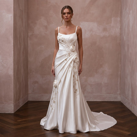 Romantic Satin Wedding Dress for a Vineyard Elopement