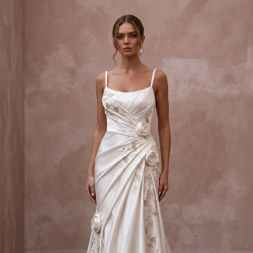Romantic Satin Wedding Dress for a Vineyard Elopement