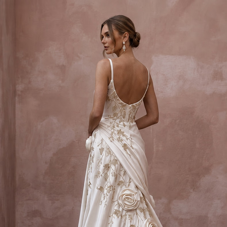 Romantic Satin Wedding Dress for a Vineyard Elopement