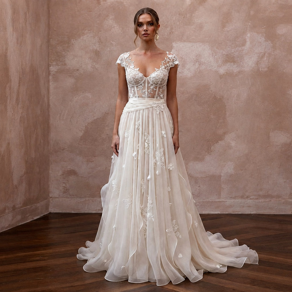 Romantic Silk Habotai Wedding Dresses with Lightweight Beauty - Apparel & Accessories > Clothing > Wedding & Bridal Party Dresses > Wedding Dresses - Mignonette Bridal