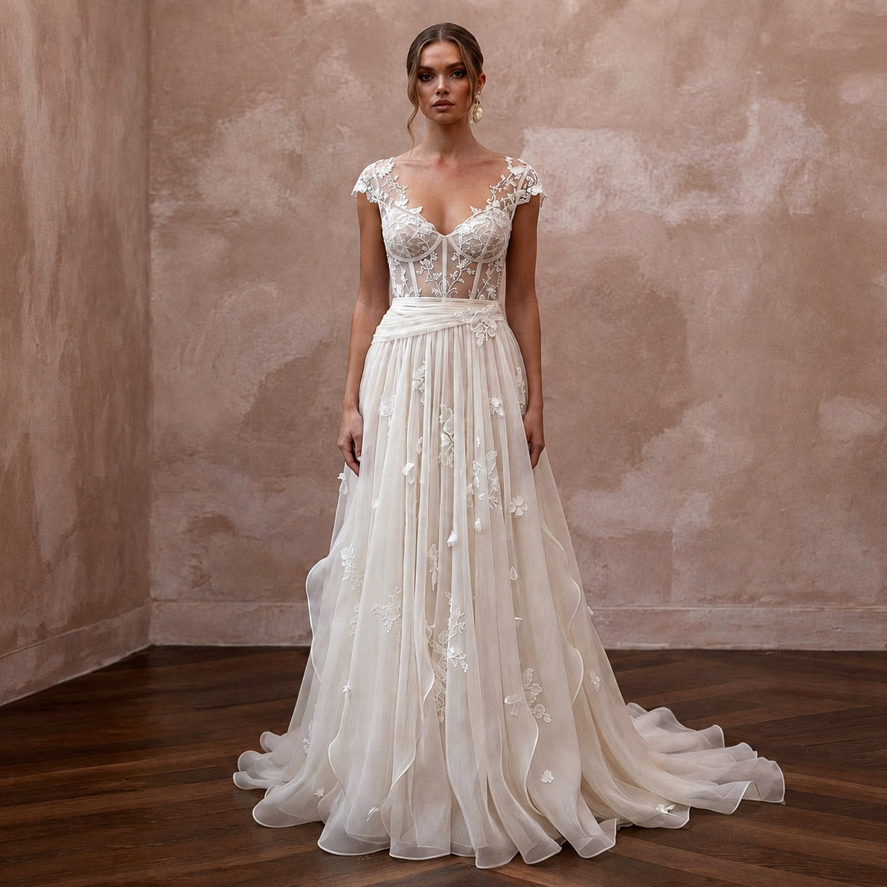 Romantic Silk Habotai Wedding Dresses with Lightweight Beauty - Apparel & Accessories > Clothing > Wedding & Bridal Party Dresses > Wedding Dresses - Mignonette Bridal