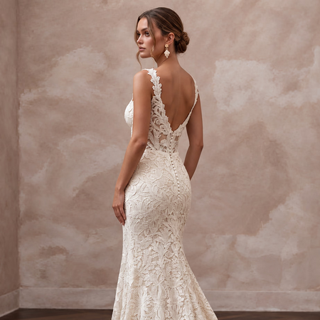 Romantic Soft Ivory Guipure Lace Sweetheart Neckline Mermaid Dress - Apparel & Accessories > Clothing > Wedding & Bridal Party Dresses > Wedding Dresses - Mignonette Bridal