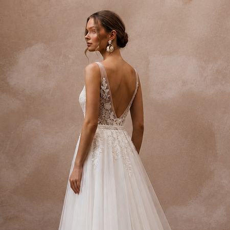 Romantic Tulle A-Line Wedding Dress with Beaded Bodice