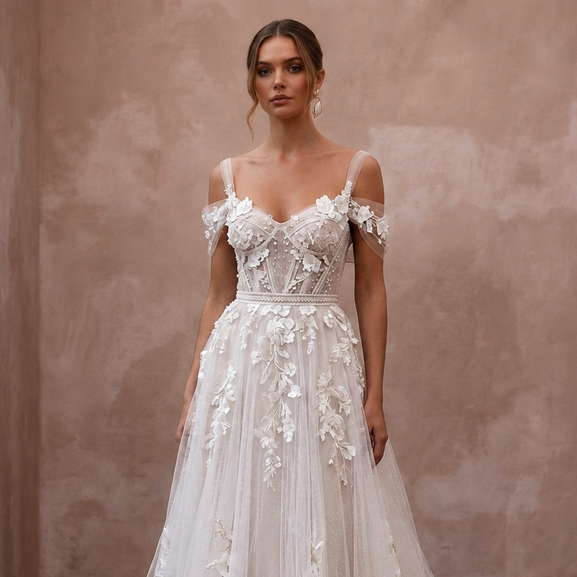 Romantic Tulle Bridal Dress for a European Destination Wedding