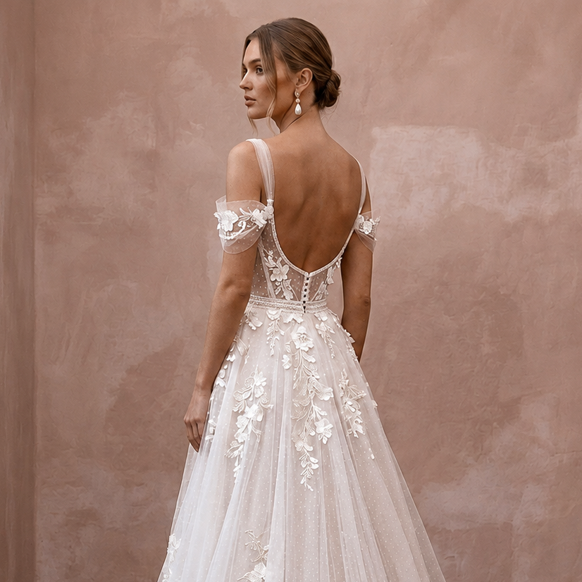 Romantic Tulle Bridal Dress for a European Destination Wedding