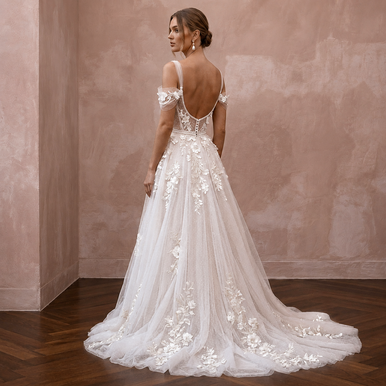 Romantic Tulle Bridal Dress for a European Destination Wedding