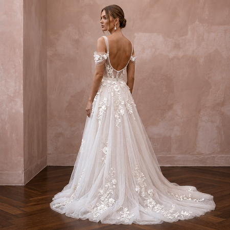 Romantic Tulle Bridal Dress for a European Destination Wedding