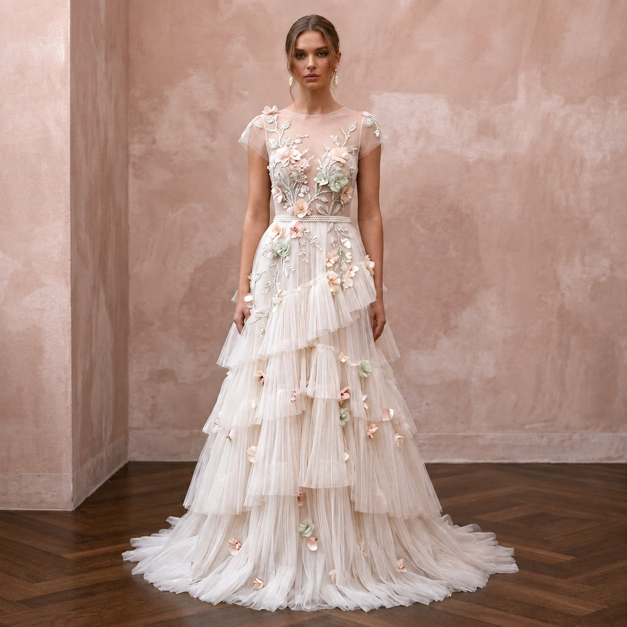 Romantic Tulle Bridal Gown for a Spring Outdoor Wedding