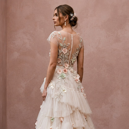 Romantic Tulle Bridal Gown for a Spring Outdoor Wedding