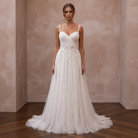 Romantic Tulle Reception Bridal Gown - Apparel & Accessories > Clothing > Wedding & Bridal Party Dresses > Wedding Dresses - Mignonette Bridal