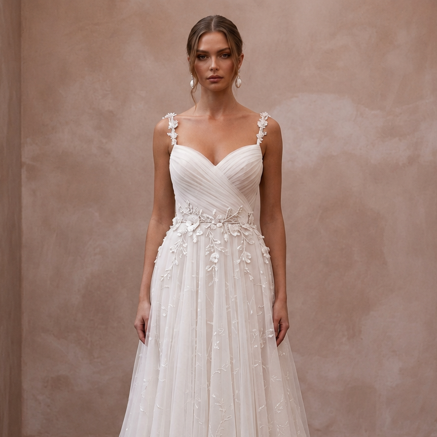 Romantic Tulle Reception Bridal Gown - Apparel & Accessories > Clothing > Wedding & Bridal Party Dresses > Wedding Dresses - Mignonette Bridal