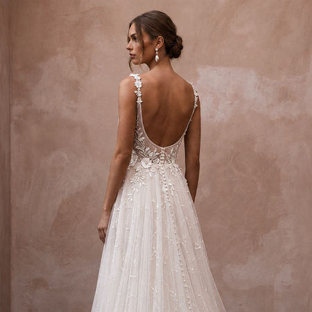 Romantic Tulle Reception Bridal Gown - Apparel & Accessories > Clothing > Wedding & Bridal Party Dresses > Wedding Dresses - Mignonette Bridal