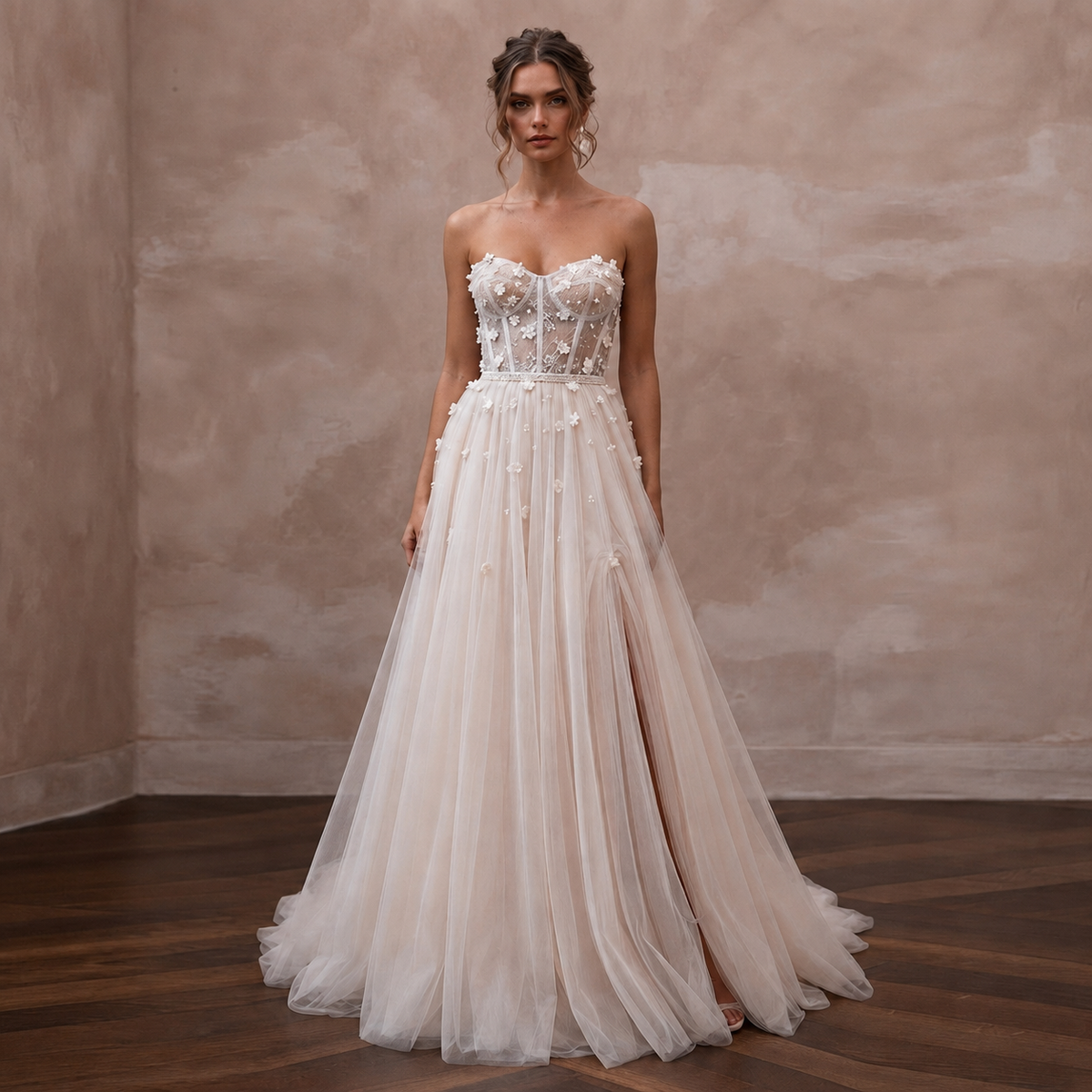 Romantic Tulle Reception Wedding Dress - Apparel & Accessories > Clothing > Wedding & Bridal Party Dresses > Wedding Dresses - Mignonette Bridal Main image