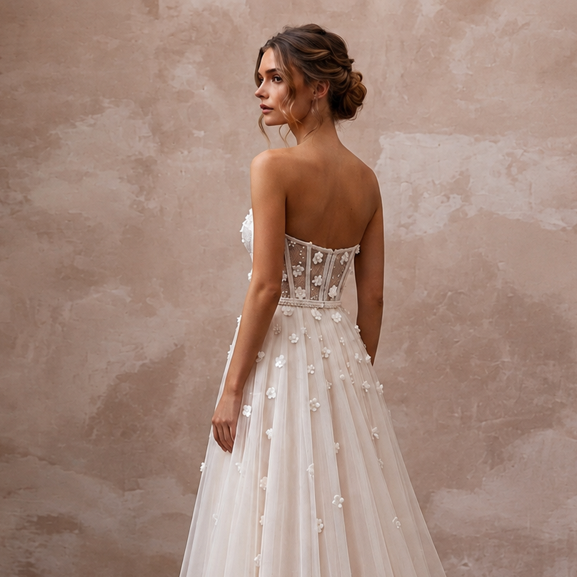 Romantic Tulle Reception Wedding Dress - Apparel & Accessories > Clothing > Wedding & Bridal Party Dresses > Wedding Dresses - Mignonette Bridal