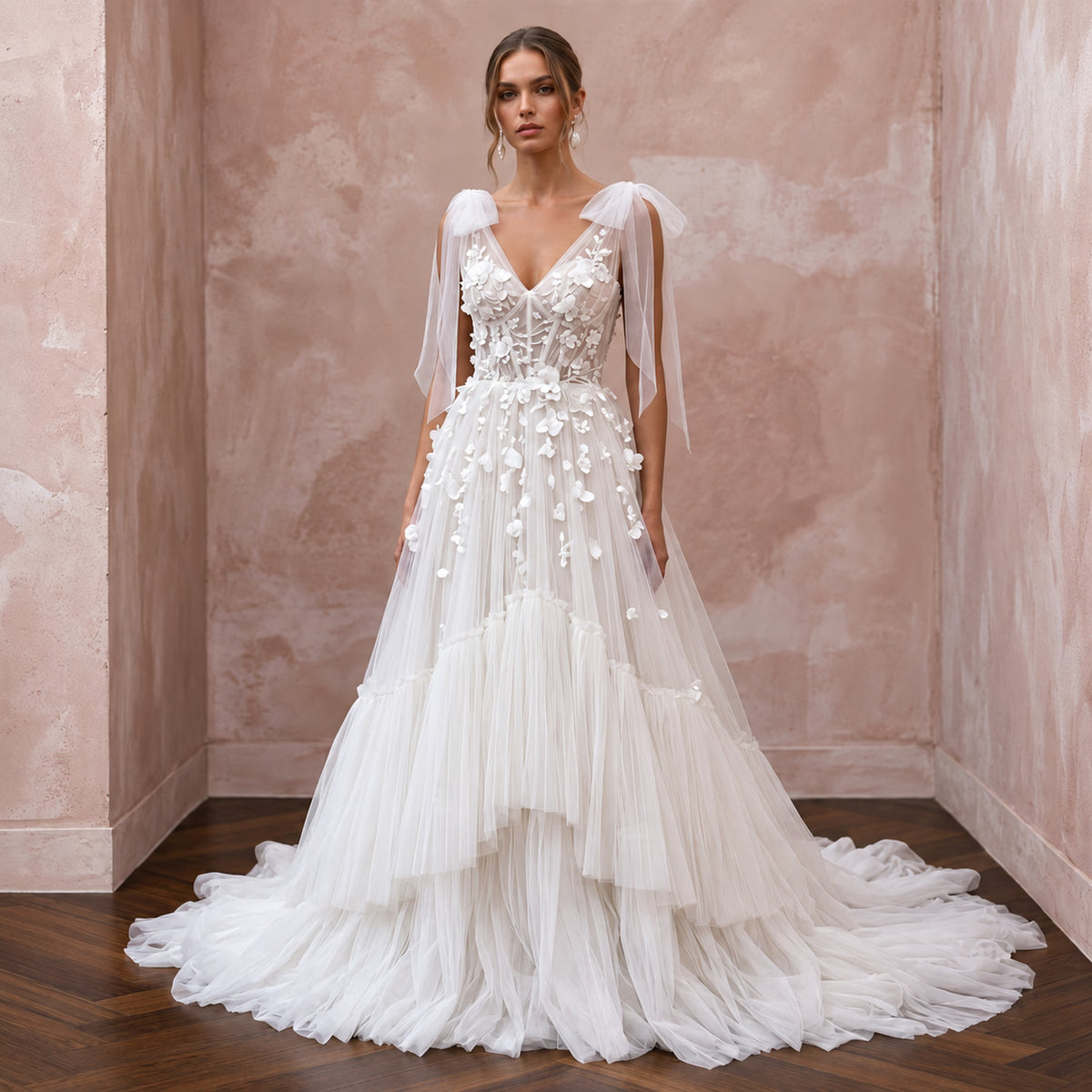 Romantic Tulle Wedding Dress for a Lakeside Ceremony - Apparel & Accessories > Clothing > Wedding & Bridal Party Dresses > Wedding Dresses - Mignonette Bridal Main image