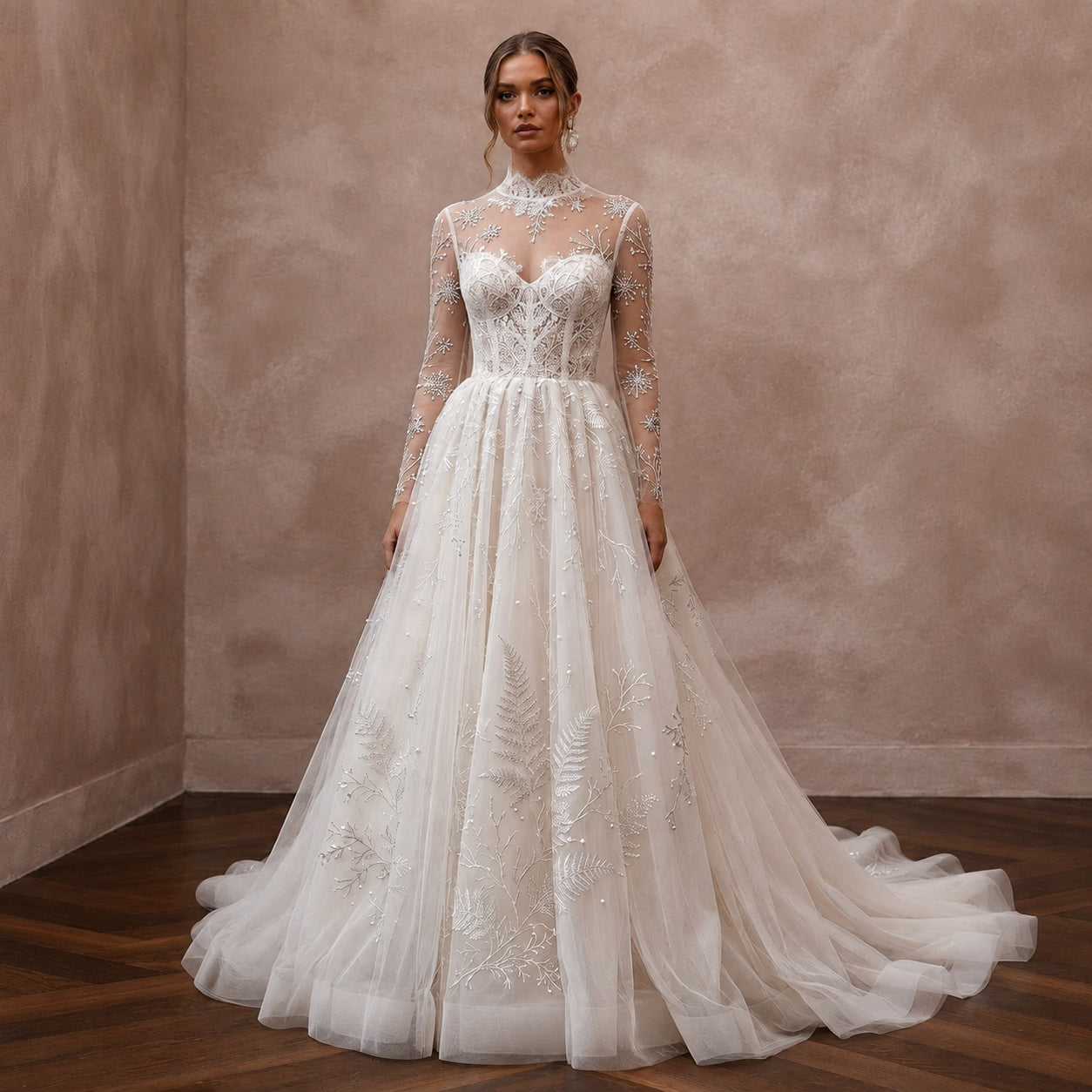 Romantic Tulle Wedding Dress for a Snowy Elopement