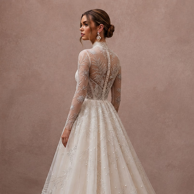 Romantic Tulle Wedding Dress for a Snowy Elopement