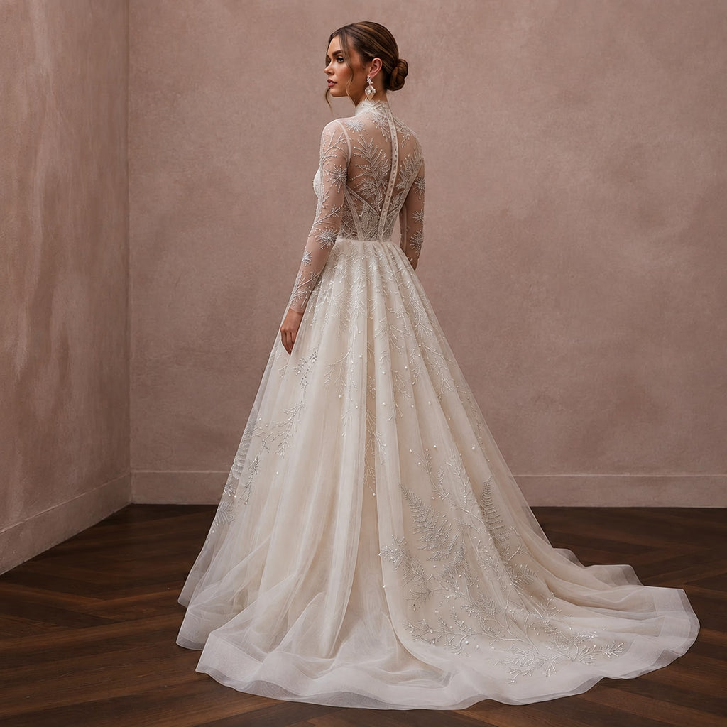 Romantic Tulle Wedding Dress for a Snowy Elopement