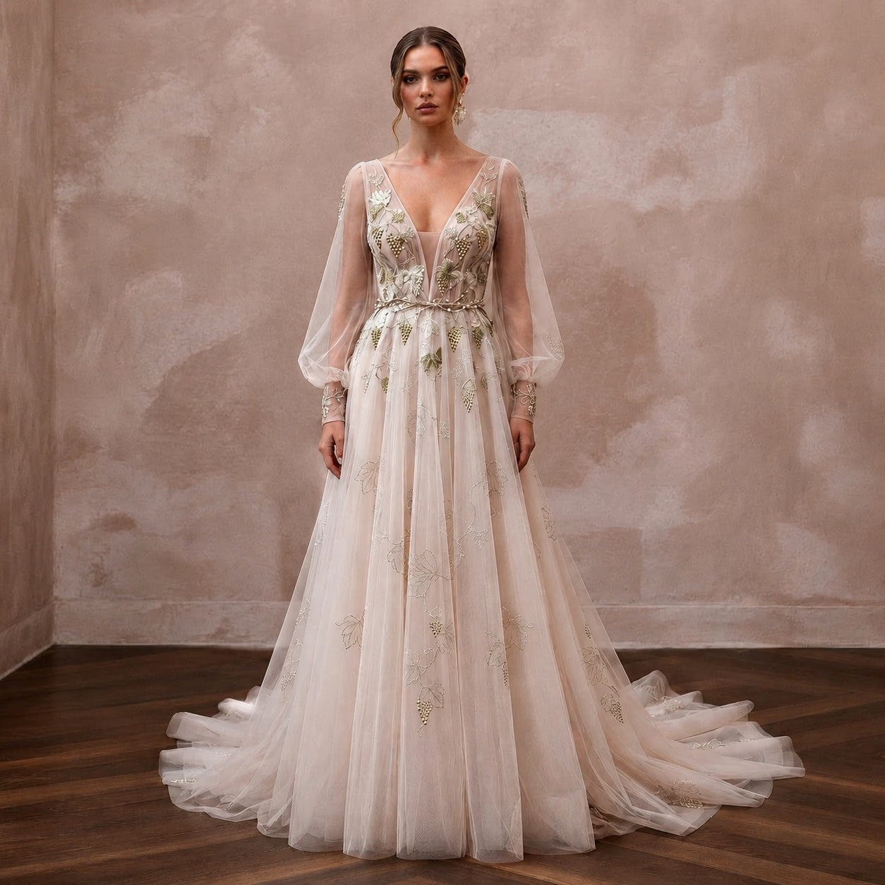 Romantic Tulle Wedding Dress for a Vineyard Reception - Apparel & Accessories > Clothing > Wedding & Bridal Party Dresses > Wedding Dresses - Mignonette Bridal