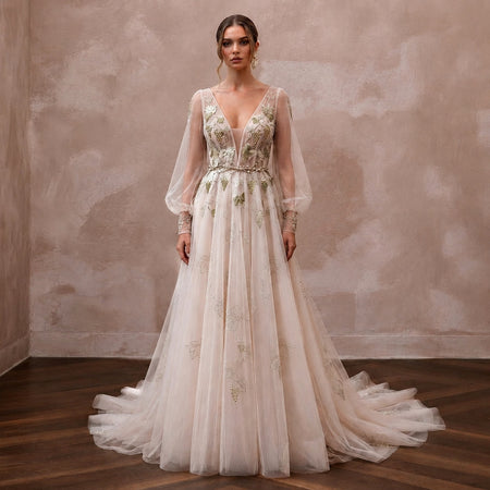 Romantic Tulle Wedding Dress for a Vineyard Reception - Apparel & Accessories > Clothing > Wedding & Bridal Party Dresses > Wedding Dresses - Mignonette Bridal