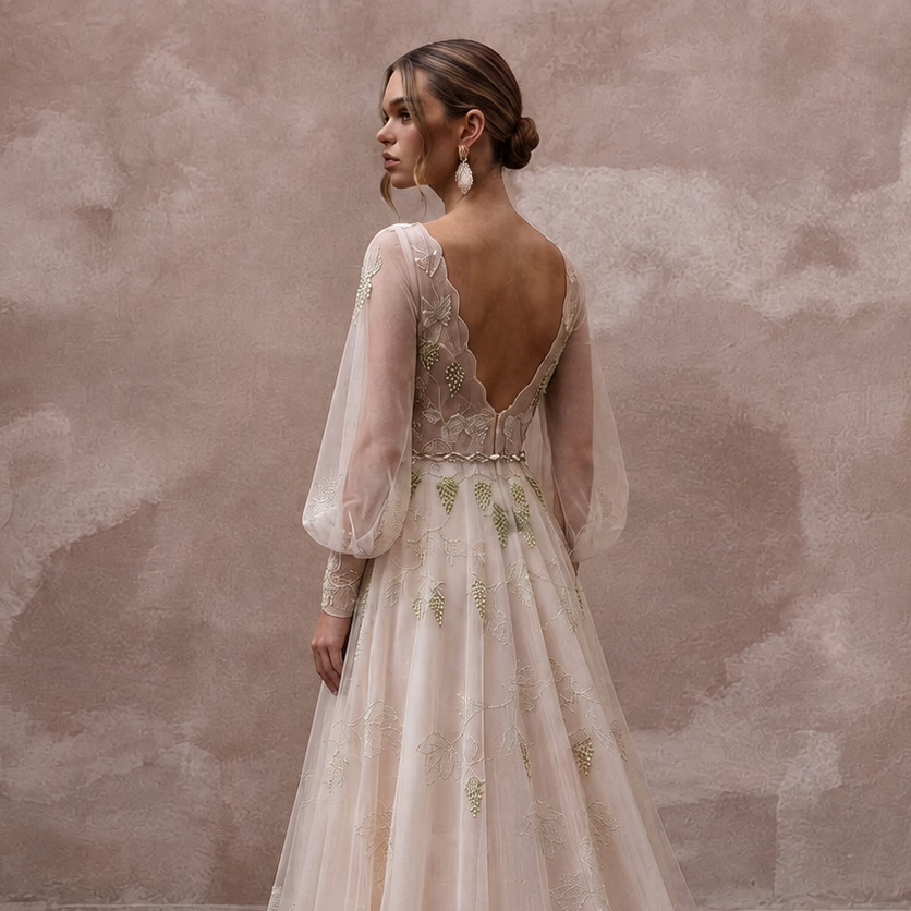 Romantic Tulle Wedding Dress for a Vineyard Reception - Apparel & Accessories > Clothing > Wedding & Bridal Party Dresses > Wedding Dresses - Mignonette Bridal