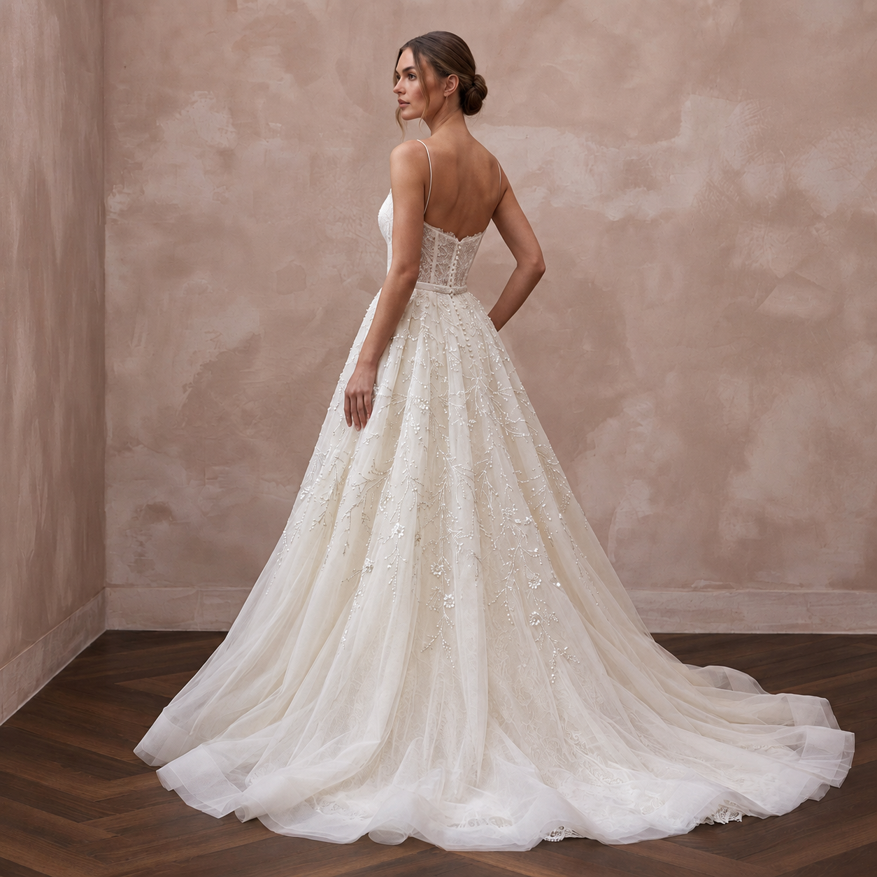 Romantic Tulle Wedding Dress with Detachable Overskirt