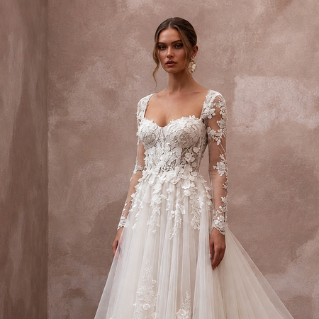 Romantic Wedding Dresses with Cascading Floral Trains
