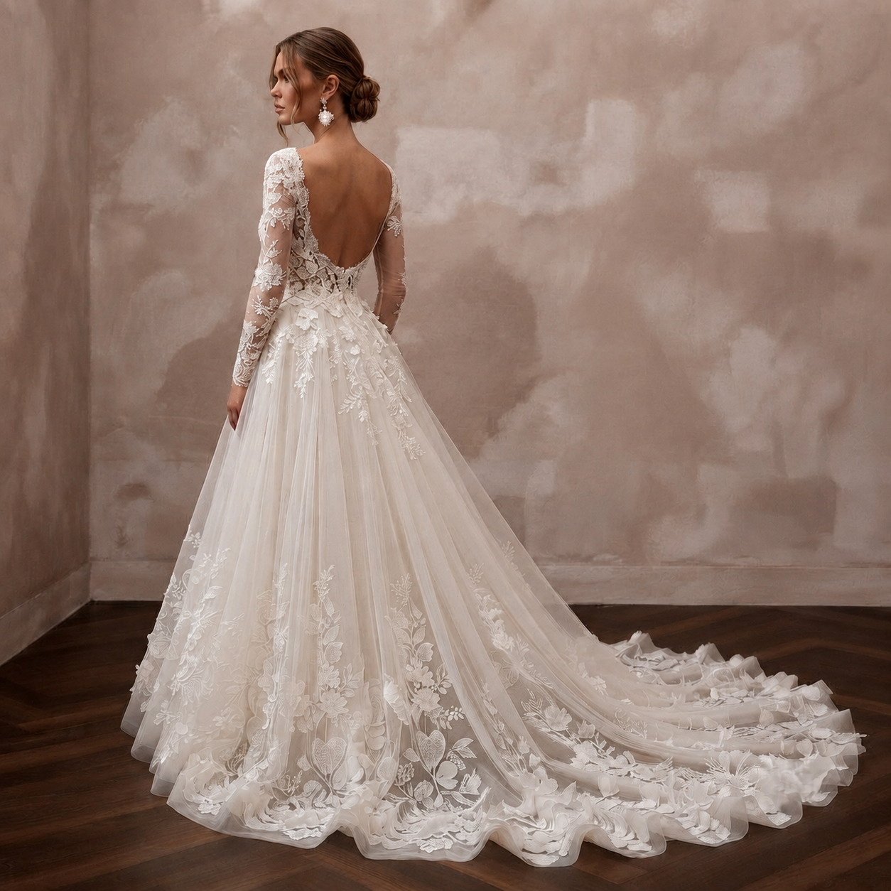 Romantic Wedding Dresses with Cascading Floral Trains Secondary image