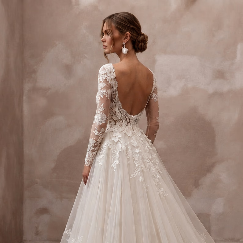 Romantic Wedding Dresses with Cascading Floral Trains - Apparel & Accessories > Clothing > Wedding & Bridal Party Dresses > Wedding Dresses - Mignonette