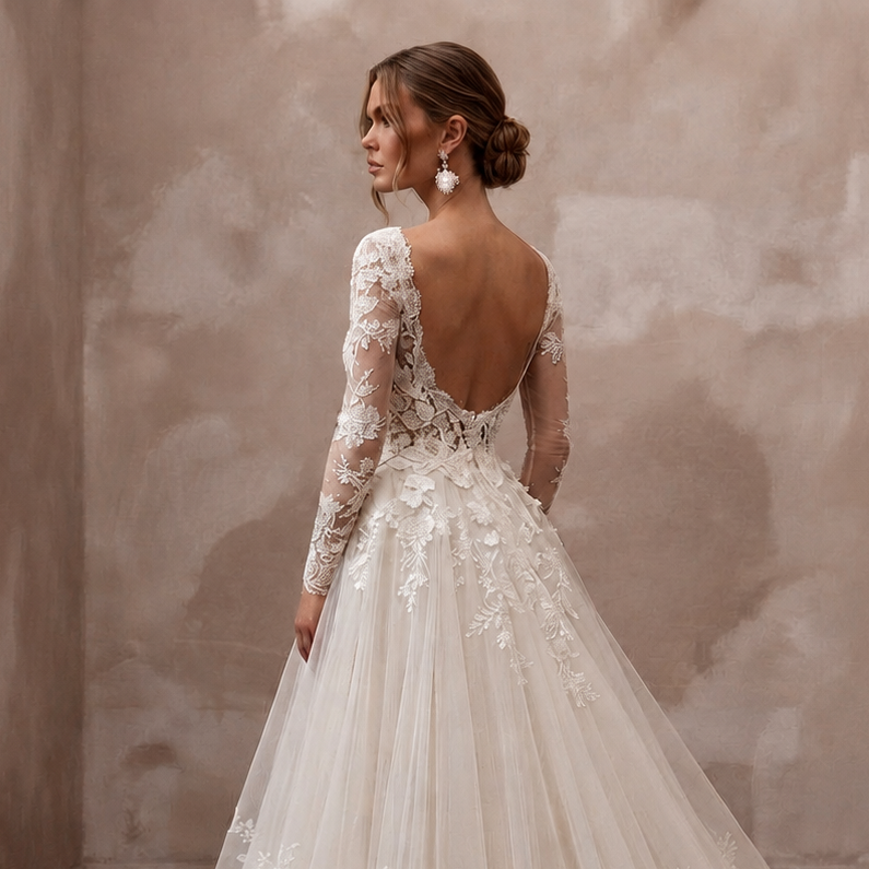 Romantic Wedding Dresses with Cascading Floral Trains
