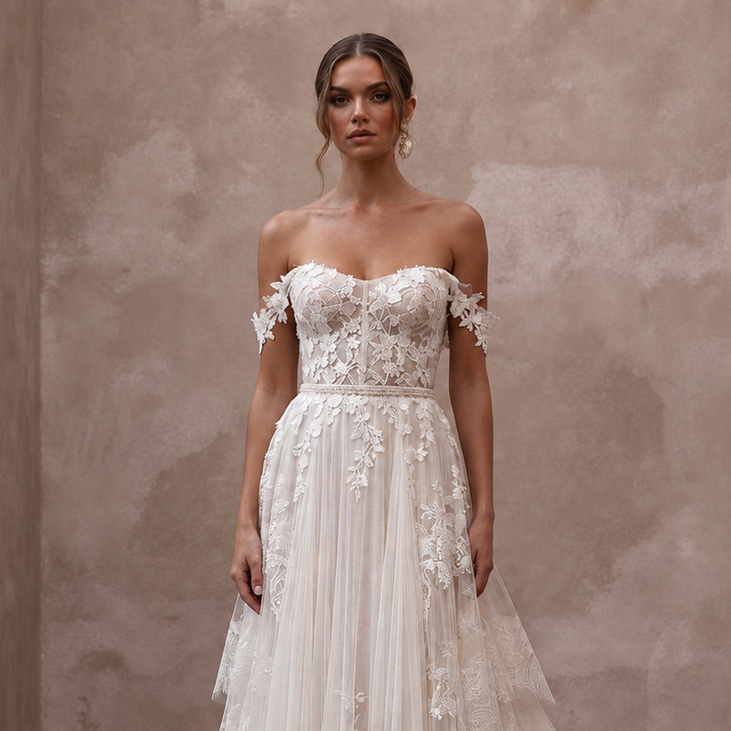 Romantic Wedding Dresses with Cascading Lace Trains