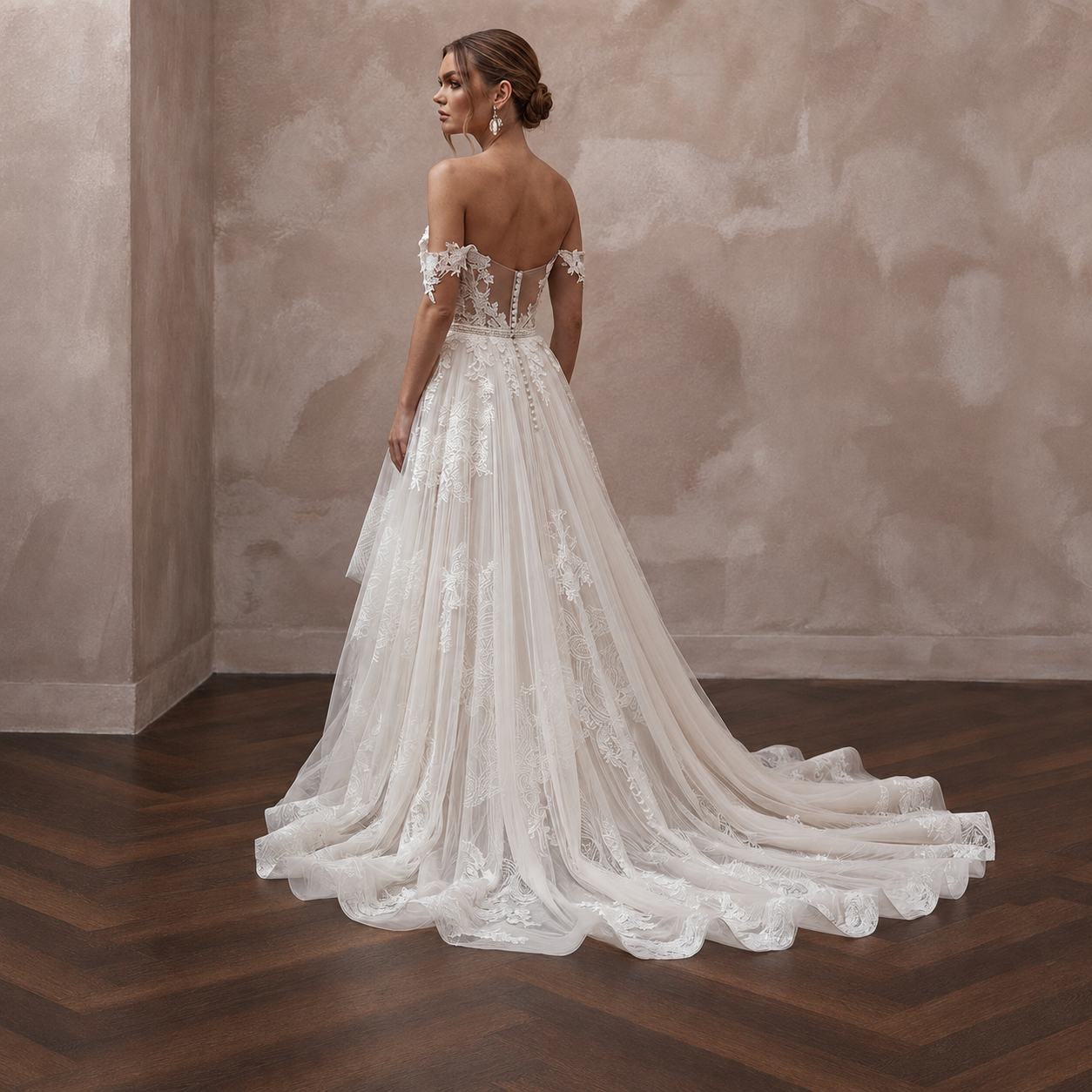Romantic Wedding Dresses with Cascading Lace Trains Secondary image