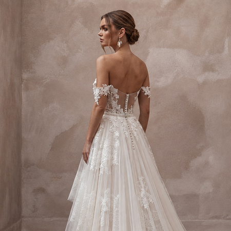 Romantic Wedding Dresses with Cascading Lace Trains