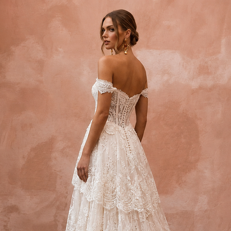 Romantic Wedding Dresses with Cascading Lace Trains